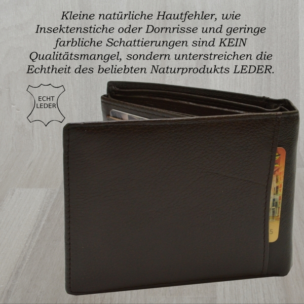 Herren Portemonnaie Echt Leder Geldbörse